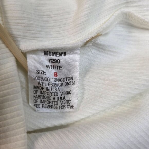 Woolrich Womens Small Ribbed White Button Down Polo USA Retro 1990s Deadstock - Picture 5 of 9